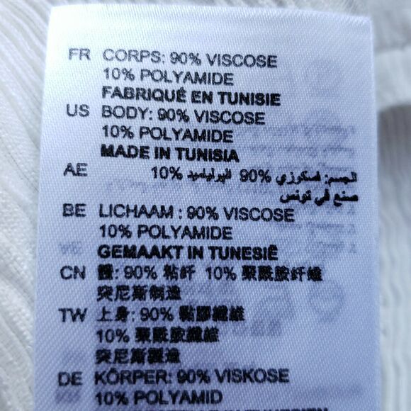 SANDRO Paris Janyce puff sleeve cloqué blouse top blouse in ecru Size 3 L NEW - Picture 7 of 8